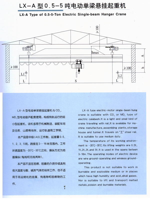 LX型單梁懸掛起重機